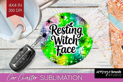 Sarcastic Halloween Quote Car Coaster - Tie Dye Coaster PNG Product Image 1