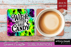 Sarcastic Halloween Quote Square Coaster - Tie Dye Coaster Product Image 1