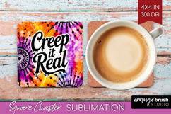 Sarcastic Halloween Quote Square Coaster - Tie Dye Coaster Product Image 1