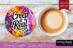 Sarcastic Halloween Quote Round Coaster - Tie Dye Coaster Product Image 1