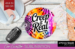 Sarcastic Halloween Quote Car Coaster - Tie Dye Coaster PNG Product Image 1