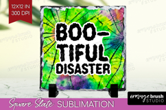Sarcastic Halloween Quote Slate PNG - Tie Dye Square Slate Product Image 1