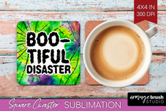 Sarcastic Halloween Quote Square Coaster - Tie Dye Coaster Product Image 1