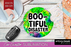 Sarcastic Halloween Quote Car Coaster - Tie Dye Coaster PNG Product Image 1