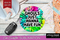 Sarcastic Halloween Quote Car Coaster - Tie Dye Coaster PNG Product Image 1