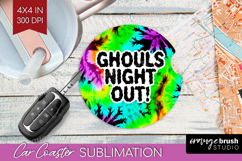 Sarcastic Halloween Quote Car Coaster - Tie Dye Coaster PNG Product Image 1
