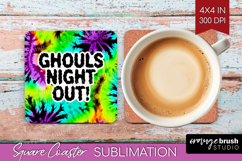 Sarcastic Halloween Quote Square Coaster - Tie Dye Coaster Product Image 1