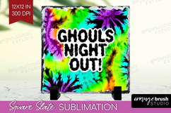 Sarcastic Halloween Quote Slate PNG - Tie Dye Square Slate Product Image 1