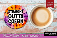 Sarcastic Halloween Quote Round Coaster - Tie Dye Coaster Product Image 1