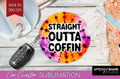 Sarcastic Halloween Quote Car Coaster - Tie Dye Coaster PNG Product Image 1