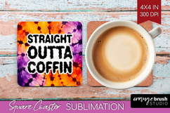 Sarcastic Halloween Quote Square Coaster - Tie Dye Coaster Product Image 1