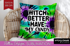 Sarcastic Halloween Quote Pillow Sublimation - Tie Dye Cover Product Image 1