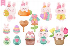 Easter watercolor clipart kawaii clipart. Easter kid bunny Product Image 2