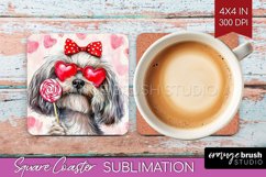 Havanese Valentine Square Coaster Valentines Day Coaster PNG Product Image 1