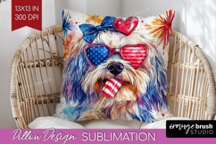 Havanese Dog Pillow Sublimation 4th Of July Pillow Cover PNG Product Image 1