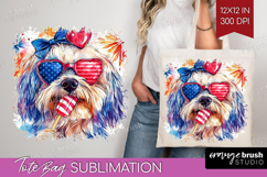 Havanese Dog Tote Bag 4th Of July Tote Bag PNG Sublimation Product Image 1
