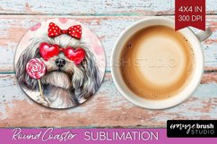 Havanese Valentine Round Coaster Valentines Day Coaster PNG Product Image 1