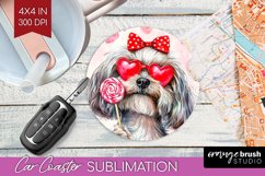 Havanese Valentine Car Coaster Valentines Day Coaster PNG Product Image 1