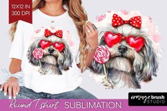 Havanese Valentine Round Tshirt Background Valentines Day Product Image 1