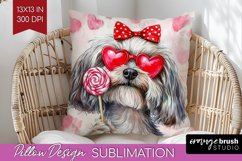 Havanese Valentine Pillow Sublimation Valentines Day Pillow Product Image 1