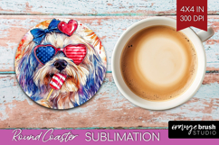 Havanese Dog Round Coaster 4th Of July Coaster PNG Product Image 1