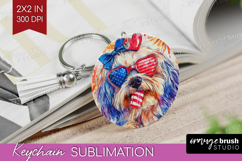 Havanese Dog Keychain PNG 4th Of July Keychain Sublimation Product Image 1