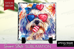 Havanese Dog Slate PNG 4th Of July Square Slate Sublimation Product Image 1