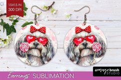Havanese Valentine Round Earrings Valentines Day PNG Product Image 1