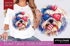 Havanese Dog Round Tshirt Background 4th Of July PNG Product Image 1