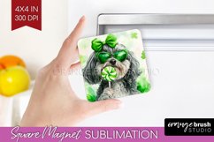 Havanese St. Patricks Day Dog Magnet Sublimation Dog Square Product Image 1