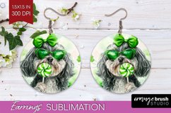 Havanese St. Patricks Day Dog Round Earrings Dog PNG Product Image 1