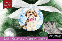 Havanese Dog Ornament PNG Blue Toile PNG Sublimation Product Image 1