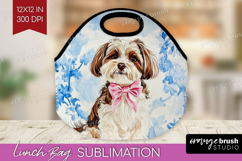 Havanese Dog Lunch Bag Blue Toile Lunch Bug PNG Sublimation Product Image 1