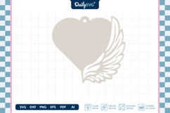 Angel Wing Heart Earrings Laser Cut SVG Product Image 3