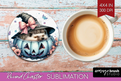 Hedgehog Halloween Round Coaster Coquette Coaster PNG Product Image 1