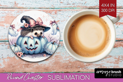 Hedgehog Halloween Round Coaster Coquette Coaster PNG Product Image 1