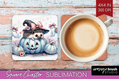 Hedgehog Halloween Square Coaster Coquette Coaster PNG Product Image 1