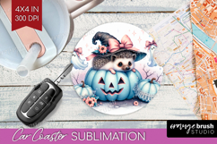 Hedgehog Halloween Car Coaster Coquette Coaster PNG Product Image 1