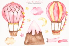 Hot air balloon pink watercolor Product Image 2