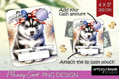 Husky Dog Money Card PNG 4th of July Money Card Holder Product Image 1
