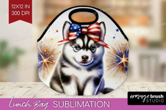 Husky Dog Lunch Bag Patriotic Dog Lunch Bug PNG Sublimation Product Image 1