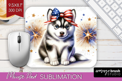 Husky Dog Mouse Pad Sublimation Patriotic Dog Mousepad PNG Product Image 1