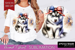 Husky Dog Round Tshirt Background Patriotic Dog PNG Product Image 1