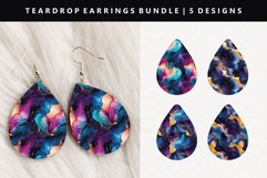 Alcohol Ink Teardrop Earring Sublimation PNG Design Product Image 1