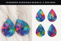 Alcohol Ink Teardrop Earring Sublimation PNG Design Product Image 1