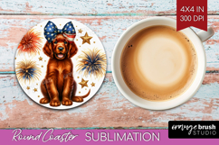 Irish Setter Dog Round Coaster Patriotic Dog Coaster PNG Product Image 1