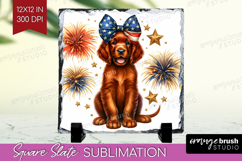 Irish Setter Dog Slate PNG Patriotic Dog Square Slate Product Image 1