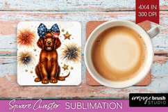 Irish Setter Dog Square Coaster Patriotic Dog Coaster PNG Product Image 1