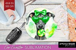 Italian Greyhound St. Patricks Day Dog Car Coaster Dog PNG Product Image 1