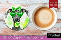 Italian Greyhound St. Patricks Day Dog Round Coaster Dog PNG Product Image 1